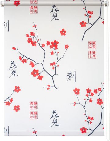 Штора рулонная Уют "Япония", цвет: белый, красный, черный, 50 х 175 см