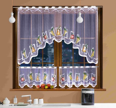 Комплект штор для кухни Wisan "Martynika", на кулиске, цвет: белый, высота 250 см