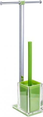 Стойка напольная Fixsen "Rainbow": держатель для бумаги, ершик для унитаза, двойная, цвет: зеленый, 58,8 х 27,5 х 16 см