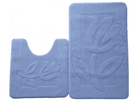 Набор ковриков для ванной комнаты "Kamalak Tekstil", цвет: голубой, 2 шт. УКВ-1030