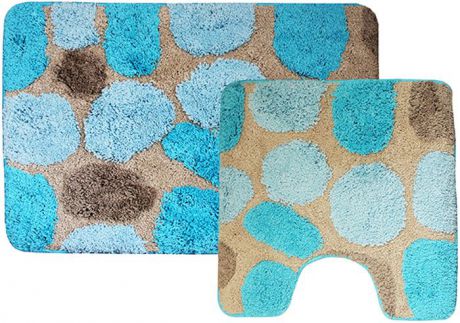 Комплект ковриков для ванной Dasch "Лора", цвет: синий, 2 предмета