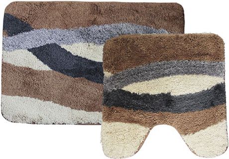 Комплект ковриков для ванной Dasch "Альбина", цвет: коричневый, бежевый, 2 предмета
