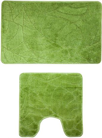 Набор ковриков для ванной комнаты Milardo "Summer heights", цвет: зеленый, 2 шт