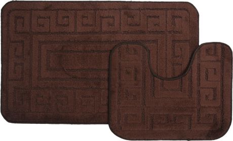 Набор ковриков для ванной MAC Carpet "Рома. Версаче", цвет: темно-коричневый, 60 х 100 см, 50 х 60 см, 2 шт