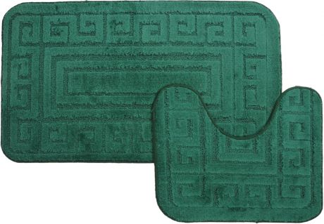 Набор ковриков для ванной MAC Carpet "Рома. Версаче", цвет: темно-зеленый, 60 х 100 см, 50 х 60 см, 2 шт