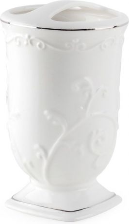 Стакан для зубных щеток Wess "Bohemia", с разделителем, цвет: белый. G86-86