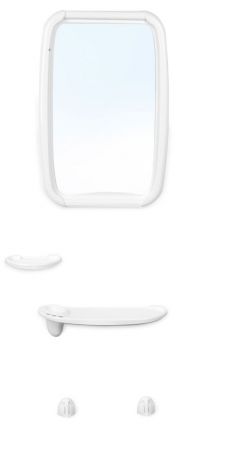 Зеркало для ванной комнаты Berossi "Optima", с аксессуарами, цвет: снежно-белый, 6 предметов