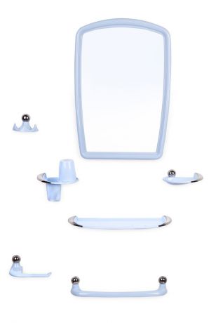 Зеркало для ванной комнаты Berossi "Viva Gracia", с аксессуарами, цвет: светло-голубой, с хромированным декором