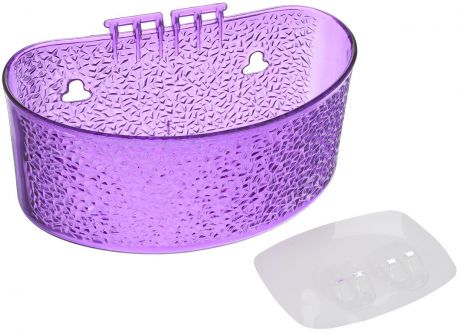Полка для ванной комнаты "Fresh Code", на липкой основе, цвет: фиолетовый, 19 х 10 х 10 см