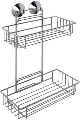Полка Verran Real, прямая, 2 яруса, с вакуумной системой крепления, 28х16х39 см, цвет: серебристый. 286-04