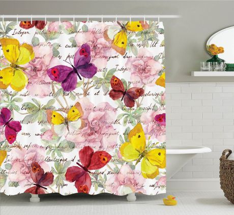 Штора для ванной комнаты Magic Lady "Разноцветные бабочки", 180 х 200 см