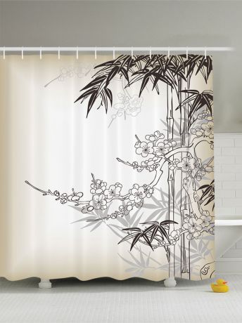 Штора для ванной комнаты Magic Lady "Гармония цветов и растений", 180 х 200 см