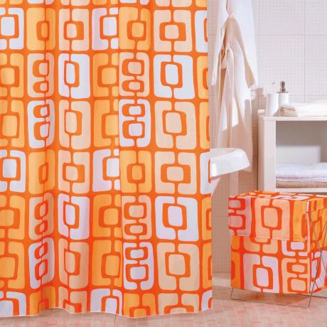 Штора для ванной Iddis "Orange Toffee", цвет: оранжевый, 200 x 240 см