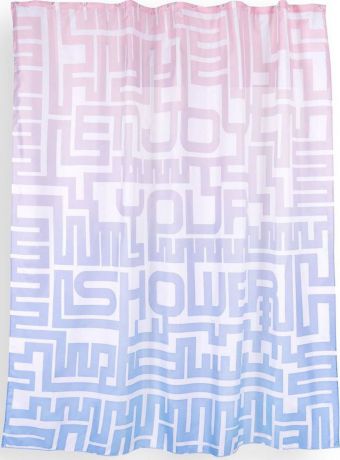 Штора для ванной Wess "Enjoy", цвет: белый, розовый, голубой, 180 х 200 см. T629-8