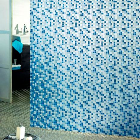 Штора для ванной Bacchetta "Mosaico", цвет: синий, 180 х 200 см