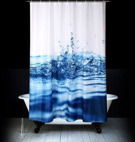 Штора для ванной Dasch "Капли", цвет: белый, голубой, 180 х 200 см