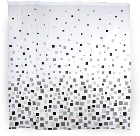 Штора для ванной Verran "Points", пластиковая, цвет: белый, черный, 180 х 180 см