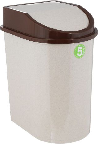 Контейнер для мусора "Idea", цвет: бежевый, коричневый, 5 л