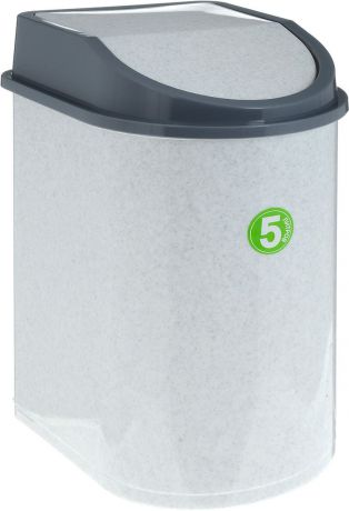 Контейнер для мусора "Idea", цвет: мраморный, серый, 5 л