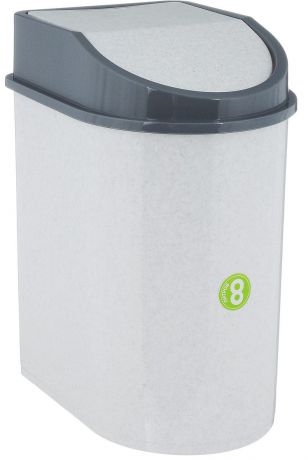 Контейнер для мусора "Idea", цвет: мраморный, серый, 8 л