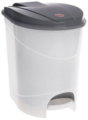 Контейнер для мусора "Idea", с педалью, цвет: мраморный, 19 л