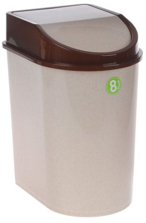 Контейнер для мусора "Idea", цвет: бежевый, коричневый, 8 л