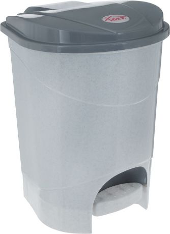 Контейнер для мусора "Idea", с педалью, цвет: серый мрамор, 7 л