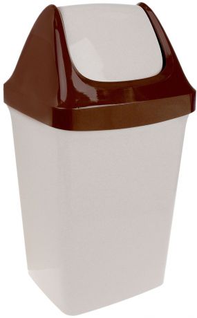 Контейнер для мусора Idea "Свинг", цвет: светло-бежевый, коричневый, 25 л