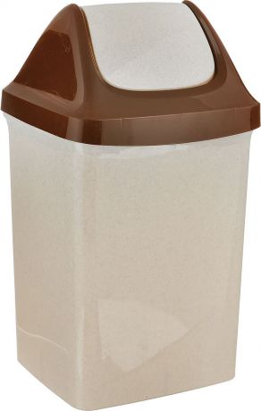 Контейнер для мусора Idea "Свинг", цвет: бежевый, коричневый, 9 л
