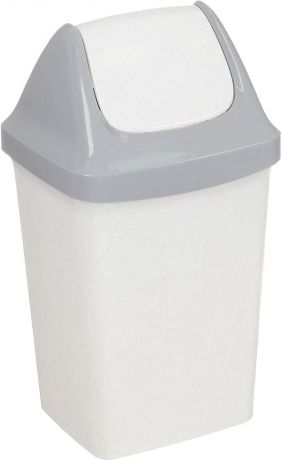 Контейнер для мусора Idea "Свинг", цвет: белый мрамор, 25 л