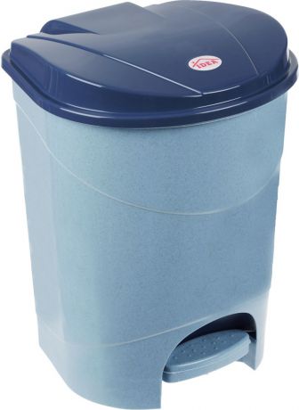 Контейнер для мусора "Idea", с педалью, цвет: голубой мрамор, 11 л