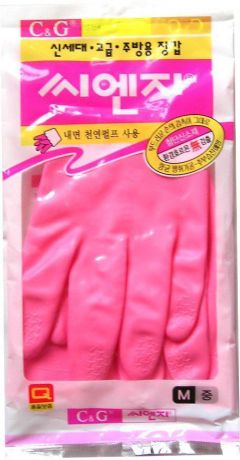 Перчатки хозяйственные MYUNGJIN / с хлопковым напылением, размер: М. H2, арт. 469101, розовый