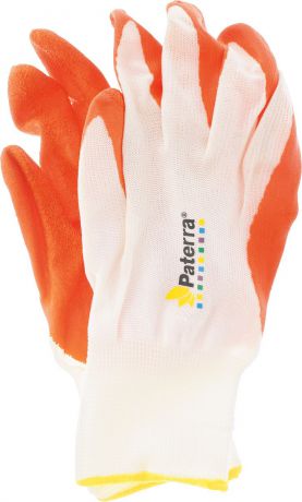 Перчатки садовые "Paterra", цвет: белый, оранжевый. Размер M