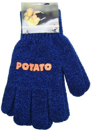 Перчатки хозяйственные "Natura", для чистки молодого картофеля и овощей, цвет: синий