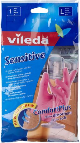 Перчатки для деликатных работ Vileda "Sensitive". Размер L