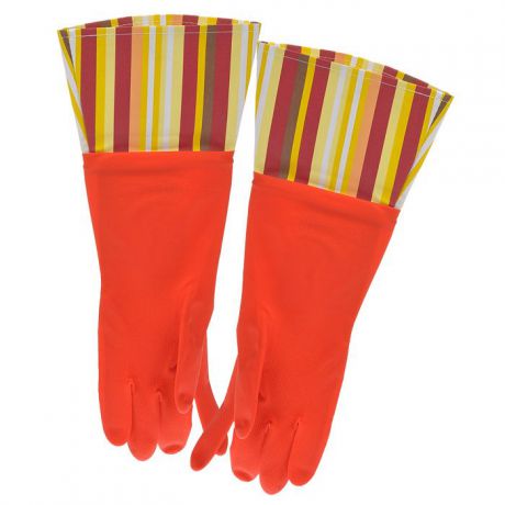 Перчатки резиновые, с манжетой из ПВХ, цвет: красный. Размер М. 29480