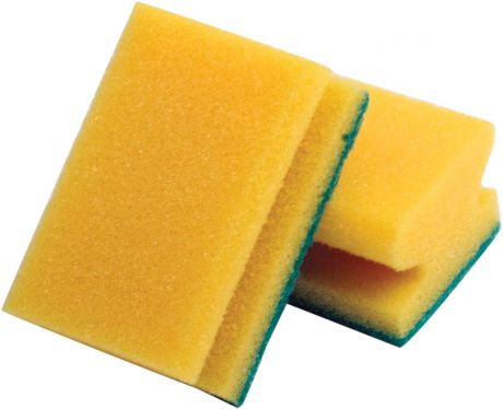 Набор губок "Лайма", с чистящим слоем, профильные, цвет: желтый, 4,2 х 9,6 х 6,4 см, 2 шт. 601557