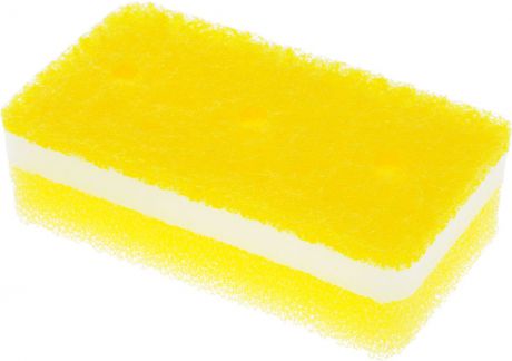 Губка OHE / для ванной, трехслойная, верхний слой средней жесткости, 14 х 7,5 х 4,5 см, арт. 679506, желтый