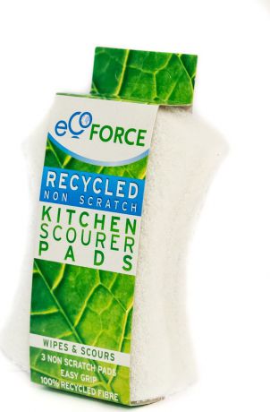Кухонная губка "EcoForce", для деликатных поверхностей, цвет: белый, 3 шт