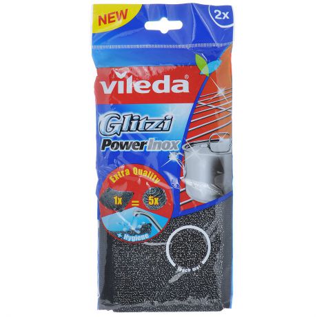 Губка для мытья посуды Vileda "Inox Power", металлическая, 2 шт