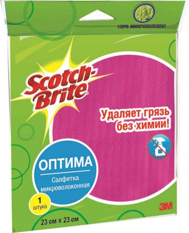 Салфетка микроволоконная Scotch-Brite "Оптима", цвет: в ассортименте, 27 х 27 см