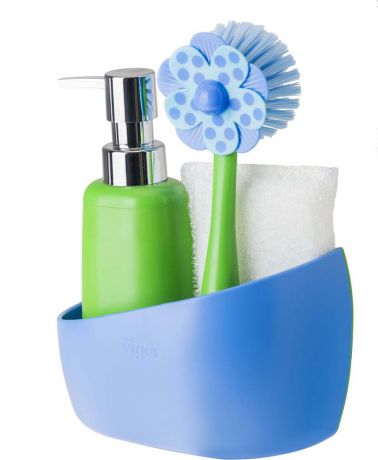 Набор для мытья посуды Vigar "Lolaflor", цвет: зеленый, синий, 3 предмета