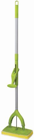 Швабра-бабочка "Любаша", для влажной уборки, с насадкой, с телескопической ручкой, цвет: зеленый. 603607