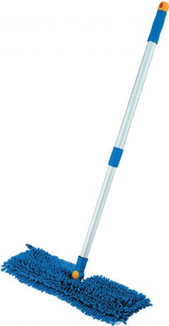 Швабра двусторонняя "Лайма", с телескопической ручкой, цвет: синий, 75-130 см