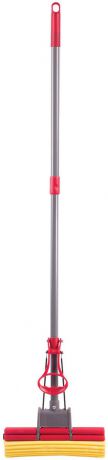 Швабра Лайма "Бюджет", с насадкой, с телескопической ручкой и отжимом, цвет: красный, 125 см. 603597