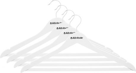 Набор вешалок для одежды Attribute Hanger "Siluet", цвет: белый, 4 шт