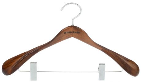 Вешалка для верхней одежды Attribute Hanger "Status", с клипсами, цвет: коричневый, длина 44 см