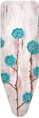 Чехол для гладильной доски Colombo New Scal "Ажурные цветы", цвет: бело-бирюзовый, 140 х 55 см