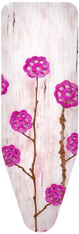 Чехол для гладильной доски Colombo New Scal "Ажурные цветы", цвет: бело-розовый, 130 х 50 см