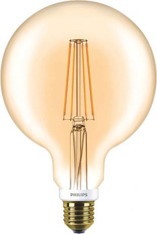 Лампа светодиодная филаментная Philips "LED bulb", диммируемая, золотая колба, цоколь E27, 7W, 2000K